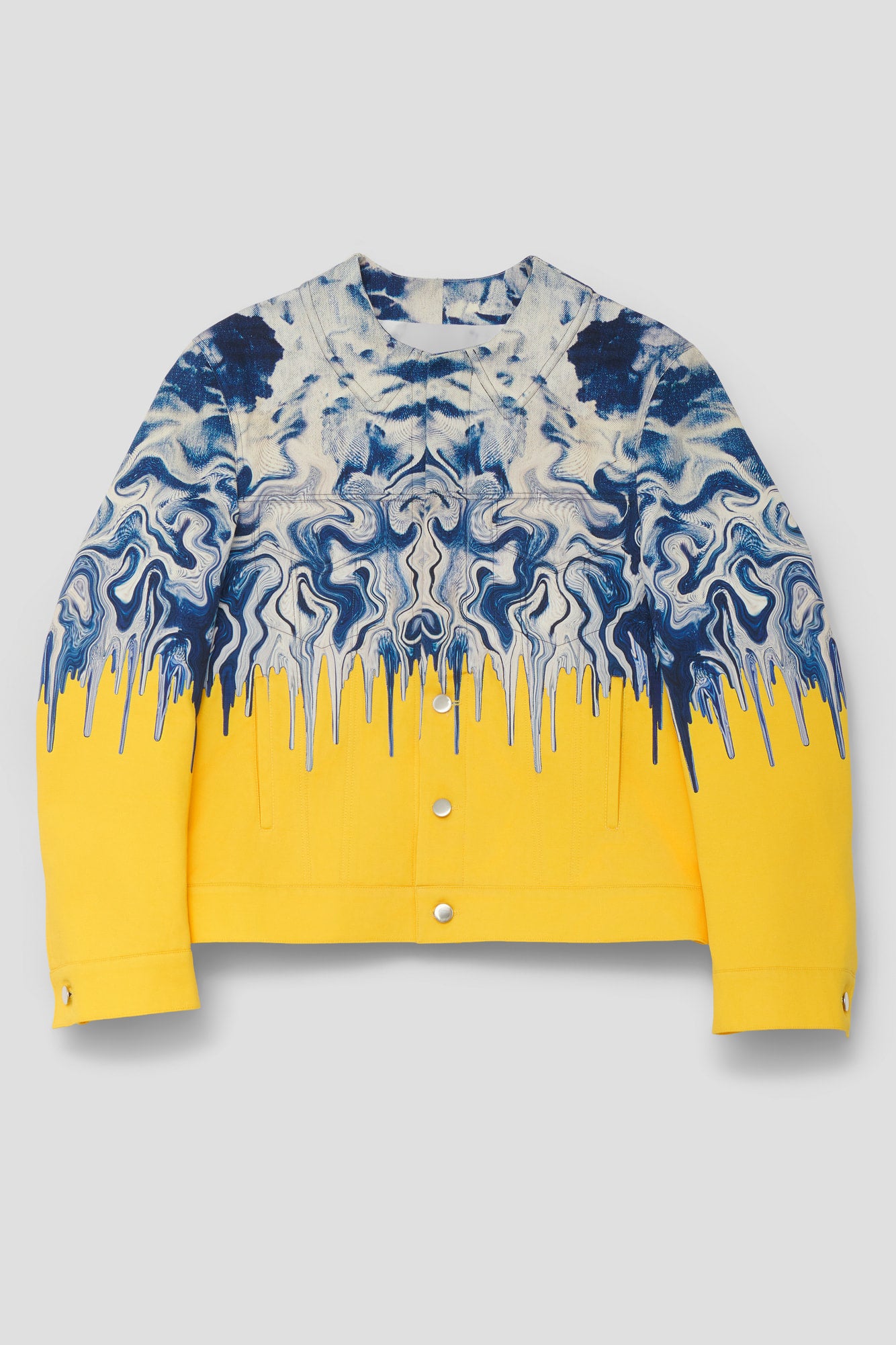 Blouson featuring a digitally printed bleached denim