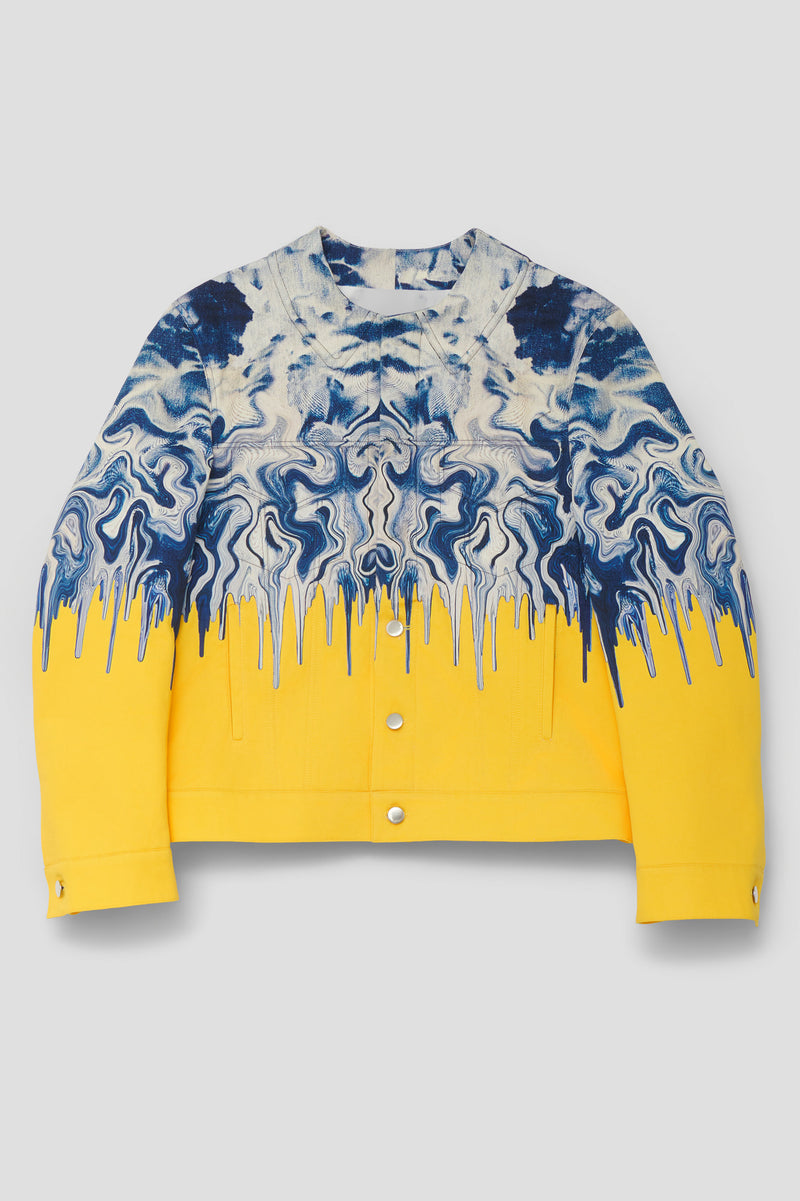 Blouson featuring a digitally printed bleached denim