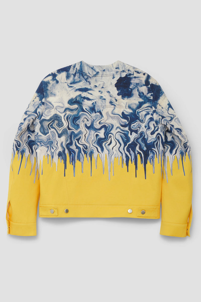 Blouson featuring a digitally printed bleached denim