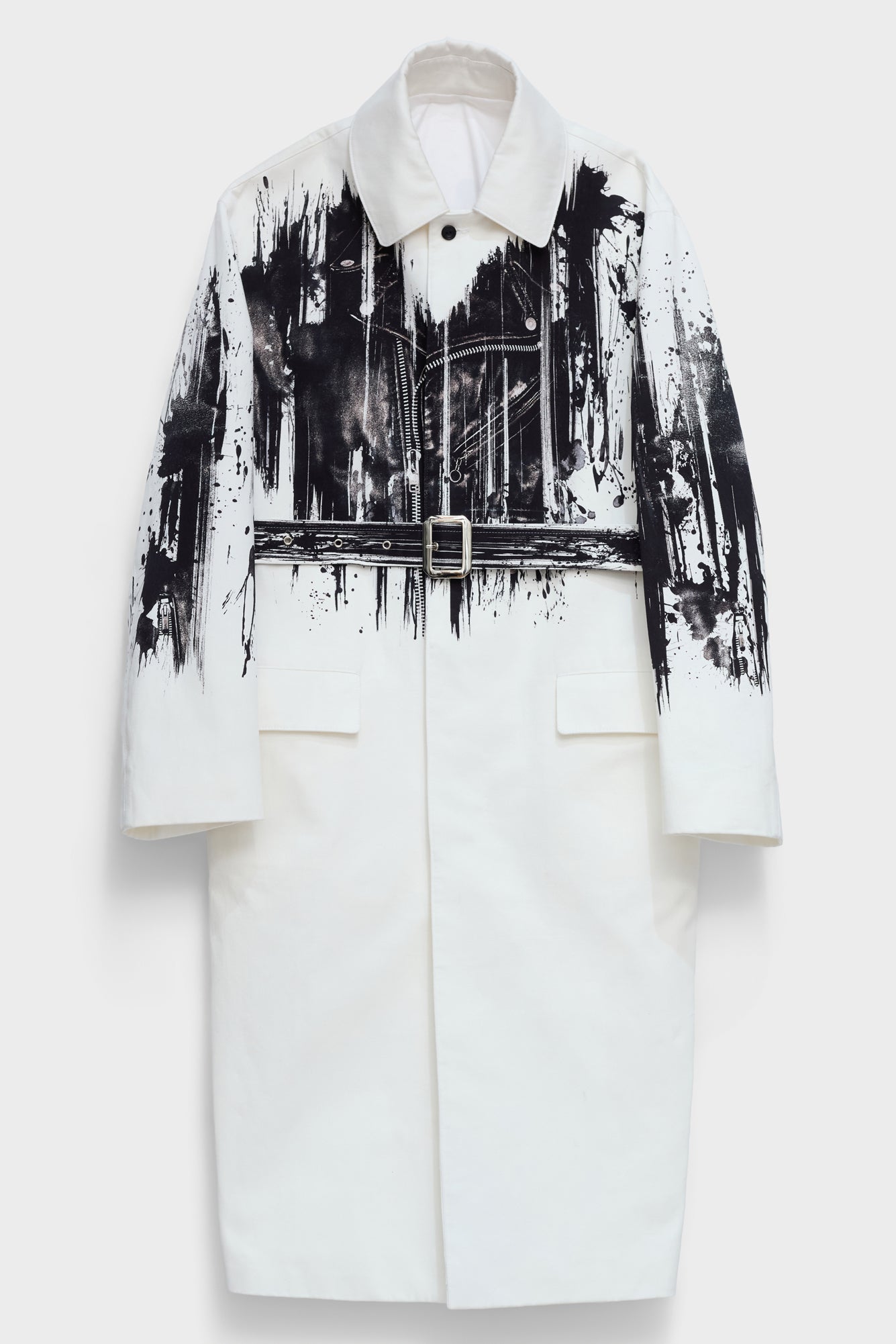 CAR COAT in biker jacket print