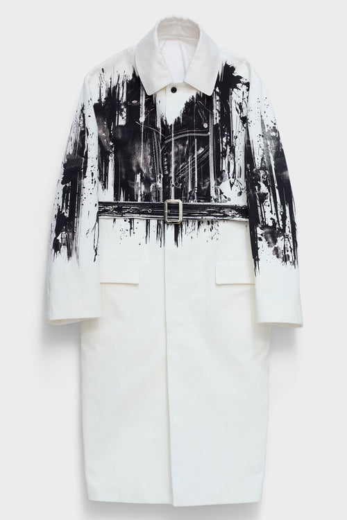 CAR COAT in biker jacket print