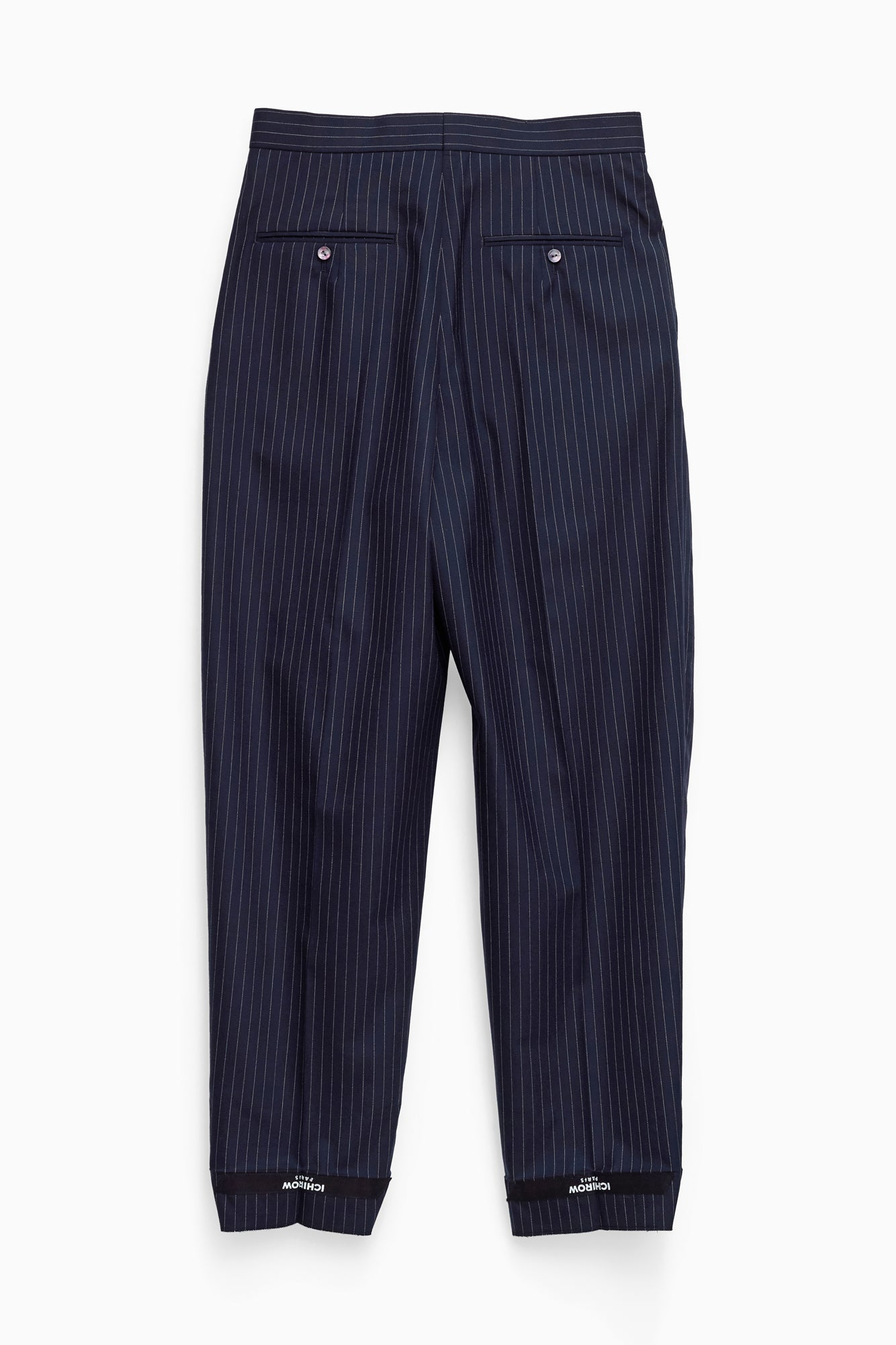 TAILORED TROUSERS in blue pinstripe worsted