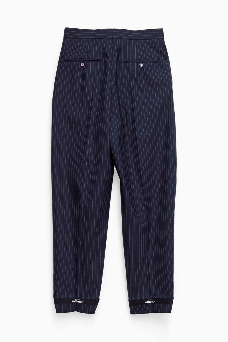 TAILORED TROUSERS in blue pinstripe worsted