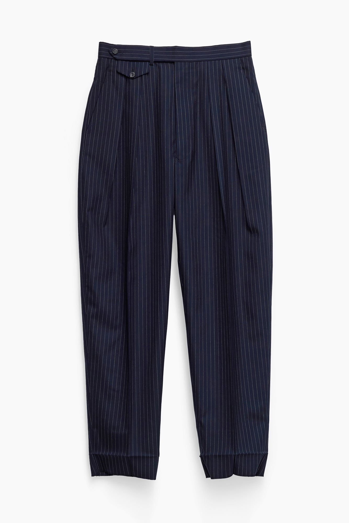 TAILORED TROUSERS in blue pinstripe worsted