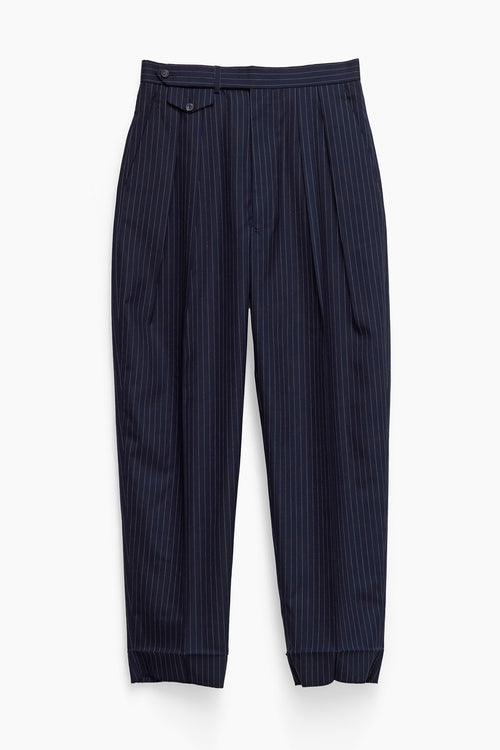 TAILORED TROUSERS in blue pinstripe worsted