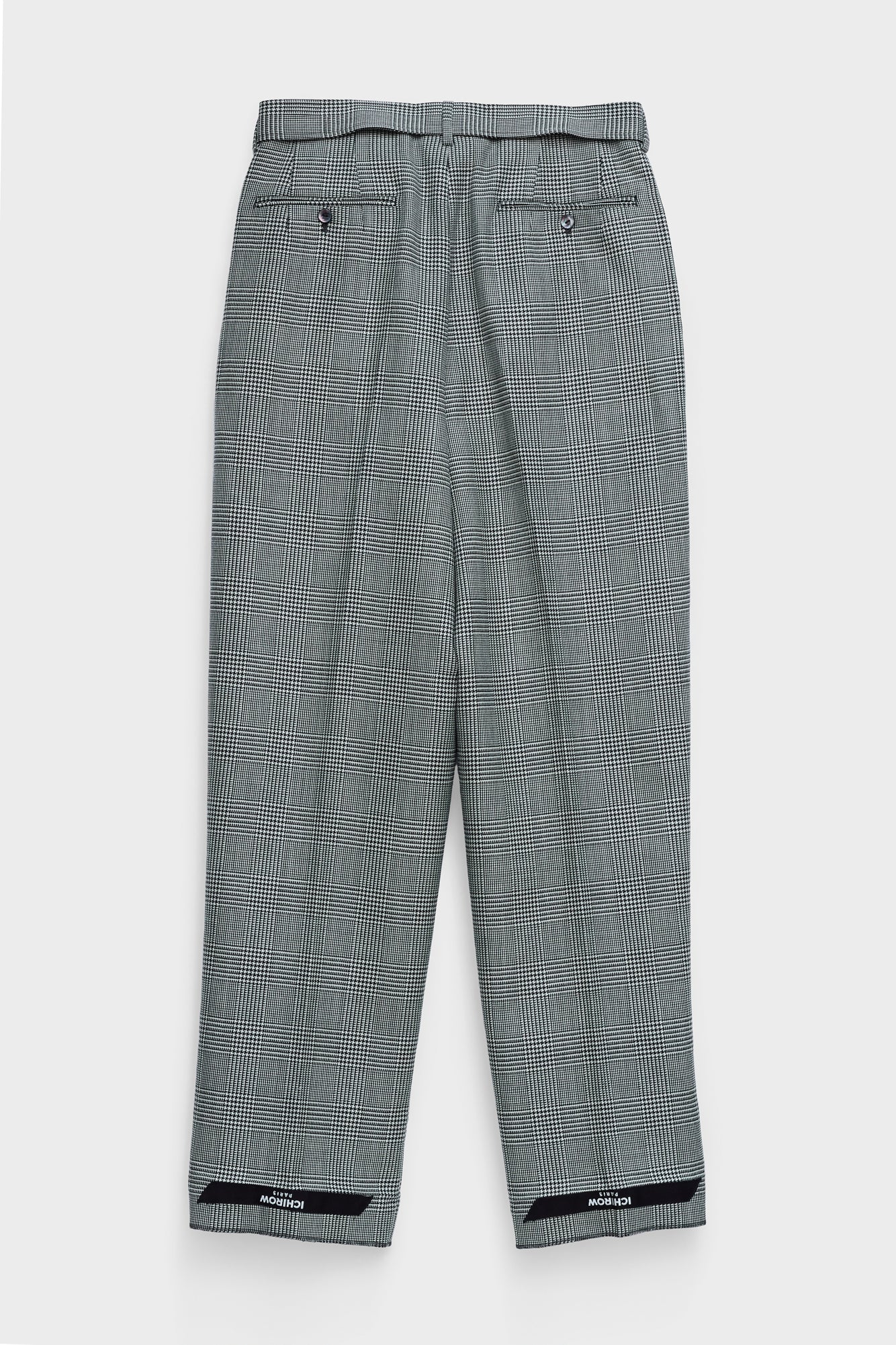 BELTED TAILORED TROUSERS in glencheck worstedWORSTED