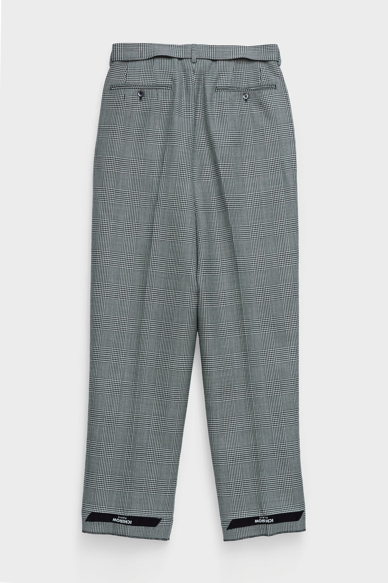 BELTED TAILORED TROUSERS in glencheck worstedWORSTED