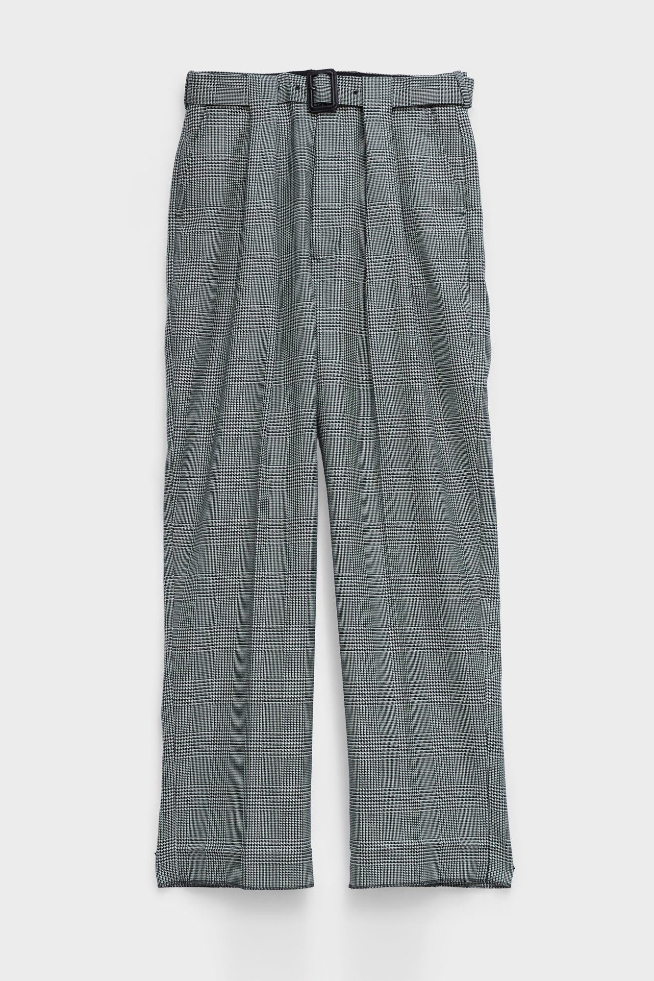 BELTED TAILORED TROUSERS in glencheck worstedWORSTED