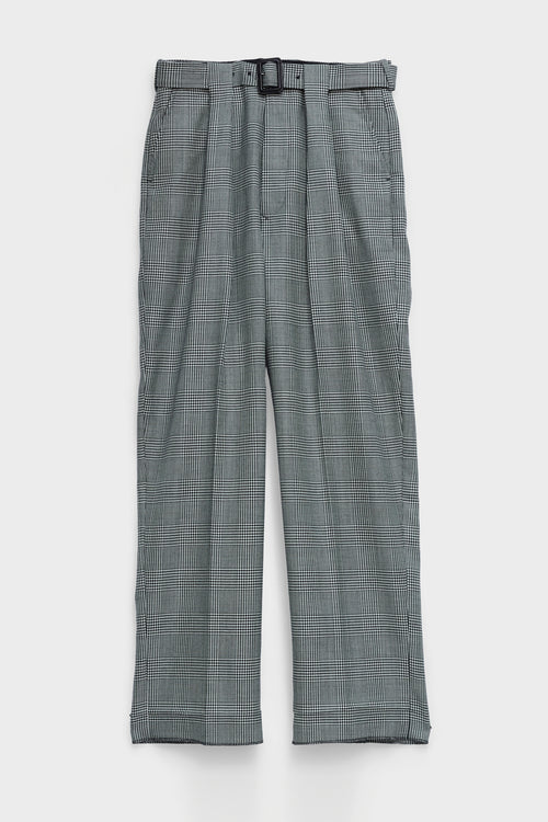BELTED TAILORED TROUSERS in glencheck worstedWORSTED
