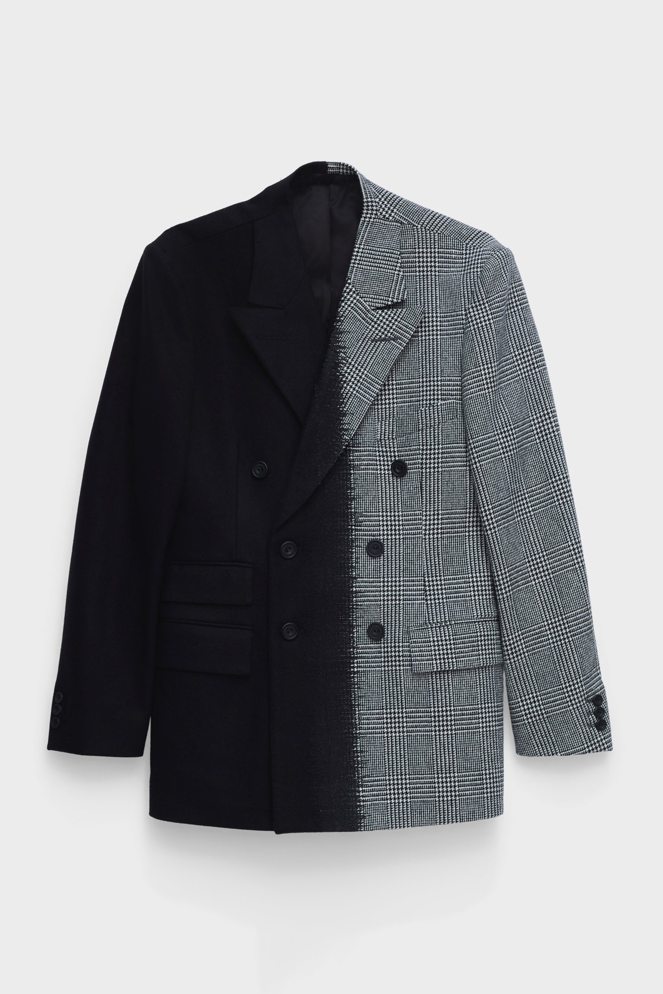 DOUBLE-BREASTED JACKET in black / glencheck