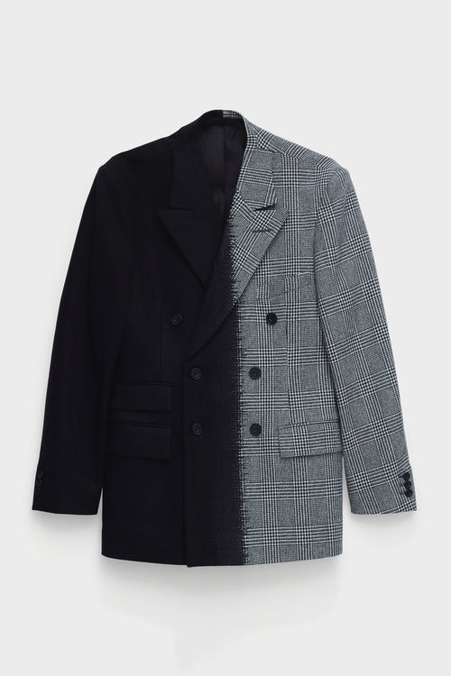 DOUBLE-BREASTED JACKET in black / glencheck