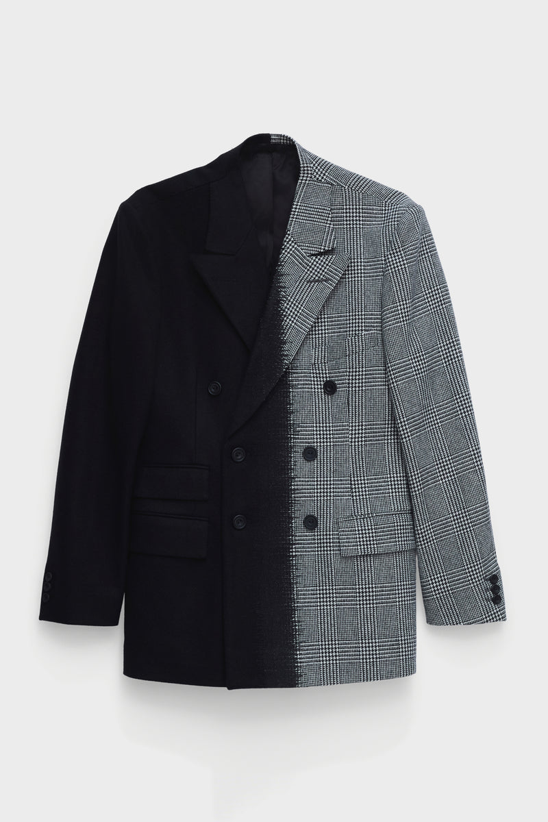 DOUBLE-BREASTED JACKET in black / glencheck